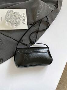 French Retro Clasp Small Square Bag, New Fashionable Personalized INS Underarm Bag, Stylish Shoulder Bag - Black - View 5