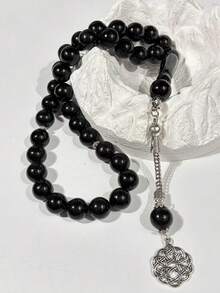 1pc 12mm 33pcs Black Single Strand Ramadan Prayer Beads Bracelet - Multicolor - View 1