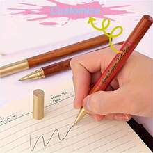 5/10/20pcs Customized Wooden Neutral Pens, Personalized Signature Pens, Black Ink, Promotional Pens, Event Pens, Meeting Pens, Customized Small Gifts, Clear And Smooth Writing - Brown - View 2