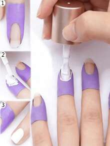 Bộ 100/50/30/10 chiếc, 10 chiếc miếng bảo vệ sơn móng tay hình chữ U, lớp sơn lót móng tay, miếng bảo vệ sơn gel (thích hợp cho ngón tay), dùng để ép nhiệt in ấn giúp ngăn ngừa lem sơn móng tay, phụ kiện làm móng, dụng cụ làm móng, mùa tựu trường, làm móng, thích hợp cho việc dập khuôn móng. - Màu tím - Xem 1