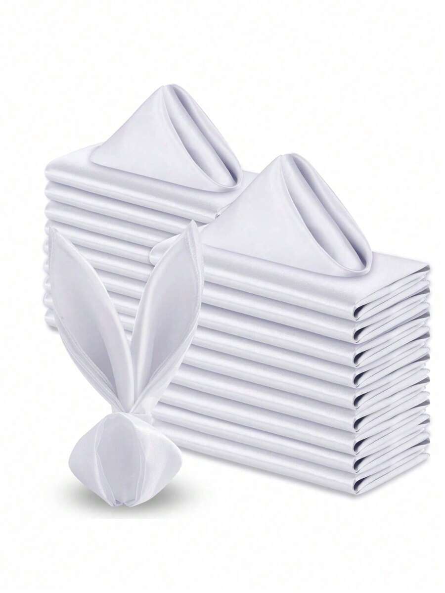 Bộ 8/4 khăn ăn satin trắng - Khăn ăn vải vuông 30x30cm - Mềm mại và có thể tái sử dụng, lý tưởng cho đám cưới, tiệc tùng, Ngày của Mẹ, Ngày Valentine, lễ tốt nghiệp, tiệc trưa, trang trí nhà hàng.
