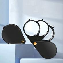 15X Lupa de mano con lente óptica de 30 mm, lupa plegable de 3 lentes de alta definición, herramienta de lectura de alta magnificación, vidrio óptico + ABS - Tres aperturas - Ver 10