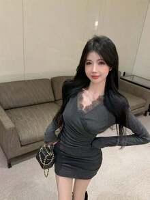 Women Long Dresses - Grey - View 2