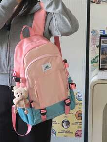 Dopamin-Farben süßer Bonbon Rucksack, multifunktionaler modischer Rucksack geeignet für Laptops und Tablets, leichter atmungsaktiver Rucksack, großer Kapazität Studentenrucksack, geeignet für Reisen, Universität/Highschool Schulanfang, Urlaub/Geburtstags Geschenk - Verschiedenfarbig - Übersicht 4