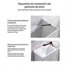 Kit De Lavabo Pequeño Para Baño Con Espejo Armario Grifo - Gris - Ver 8