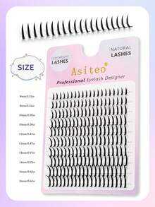 Asiteo 200pcs D-Curl Thin Pointed Anime Eyelash Cluster, Cartoon Pointed Eyelash Individual Cluster, Fairy Individual Cluster Eyelash Extension - D - 查看 3