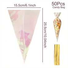 50pcs Laser Transparent Glass Paper Gift Bags (With Raffia), Suitable For Christmas, Wedding, Birthday And Other Festivals - Multicolor - View 6