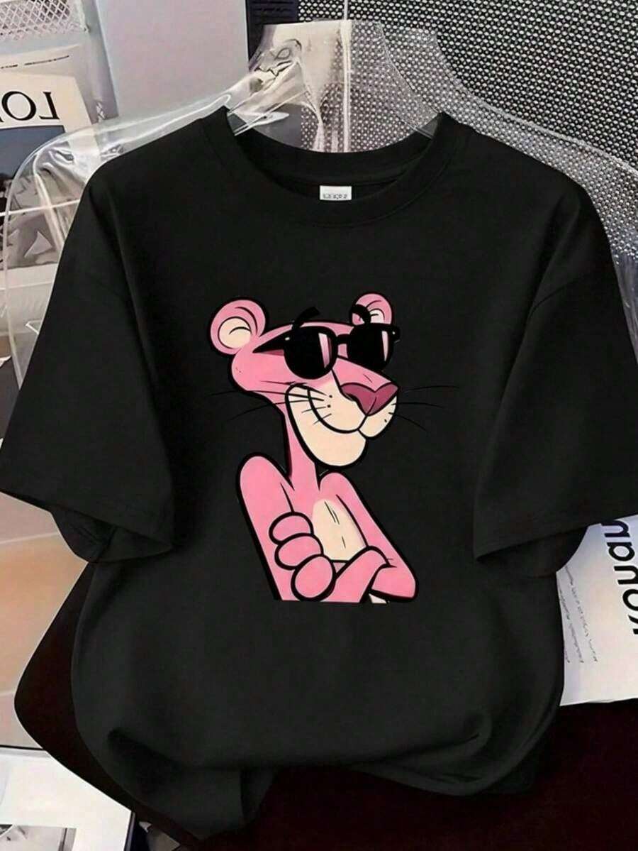 Women's Casual T-Shirt With Cartoon Character Print, Soft Fabric, Loose Fit, Round Neck, Short Sleeves, Spring-Summer, Everyday Wear, , Chic, Youth Fashion, Comfortable, 2026, Casual Clothing - 白色 - 查看 1