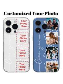 1 carcasă de telefon personalizată pentru aniversarea cuplurilor/design DIY, transparentă, anti-cădere, cu protecție pentru lentile, carcasă de telefon cu fotografie personalizată, cadou compatibil cu iPhone 13/14 Pro Max, S23, ținută casual streetwear, versiune internațională, nu versiunea națională - clar - Vizualizare 3
