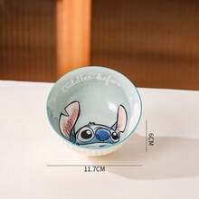 Disney Vajilla de cerámica con diseño de Stitch, cuencos de arroz para el hogar, juego de cuencos y platos de alta calidad, set de regalo - Multicolor - Ver 12