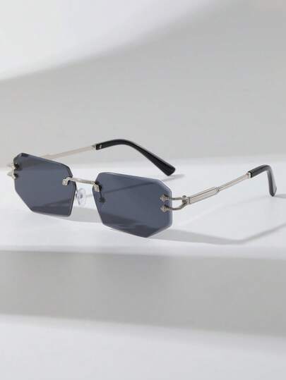 1pc Women Elegant Vintage Geometric Fashion Rimless Glasses For Daily Outdoor Casual Activities Travel Vacation Take Photo Clothing Accessories