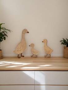 3件套木制鸭子造型墙饰，儿童房、幼儿园装饰，创意墙饰 - 彩色 - 查看 2