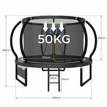 Devoko Garden Trampoline For Children, Ø 228/305/366/427 Cm, GS-Certified, Outdoor Trampoline With Safety Net, Ladder And Gloves, Pumpkin Design, Max. Load Capacity 50–150 Kg - 黑色(附籃球配件) - 查看 11