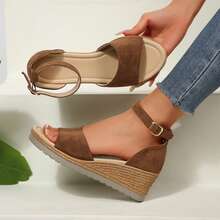 Women's Platform Wedge Sandals Casual Summer Arch Support Pad High Heel Sandals Adjustable For Outdoor Leisure Travel - 棕色 - 查看 6