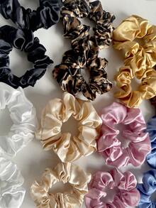 16件/套 女士纯色发圈，高弹力发绳，柔软缎面发饰，百搭休闲马尾辫发圈，家居卧室装饰 - 彩色 - 查看 3