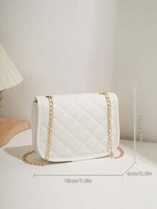 Mini Diamond Quilted Chain Strap Minimalist Shell Bag, Suitable For Daily Wear - White - View 5
