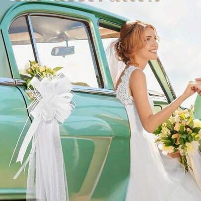 2/4 chiếc nơ trang trí ghế cưới màu trắng, đuôi nơ bằng vải tuyn, trang trí ghế nhà thờ, trang trí xe cưới, phù hợp làm phụ kiện trang trí đám cưới, trang trí tiệc lễ hội, đạo cụ chụp ảnh, trang trí DIY.