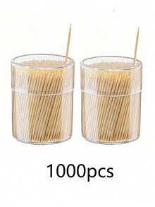 500 支大号木制圆形牙签，天然竹木牙签，透明塑料收纳盒 - 坚固耐用，适用于派对、开胃菜、橄榄、烧烤、水果、牙齿清洁（2 种款式） - 彩色 - 查看 14