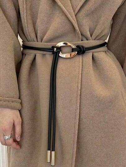 Ceinture décontractée pour femme (1 pièce), ceinture nouée unie et à la mode, accessoire élégant à associer avec robes, vestes et manteaux, polyvalente pour toutes les saisons.