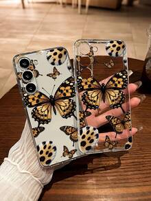 蝴蝶彩绘透明极简时尚创意防震手机壳，兼容 17/17Pro/17ProMax、16/11/16Pro/16Plus/16ProMax/16E/15ProMax/13/14/12/XS/XR/7G/8P、Galaxy S25/S25Plus/S25 Ultra、A16/A36/A26/A56/A50/A12/A32、S26/S26Plus - 彩色 - 查看 2