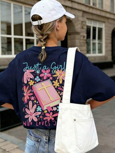 Tween Girls' Printed Short Sleeve T-Shirt, Student & Young Casual Tops, Summer Tops For Girls Ready To Play