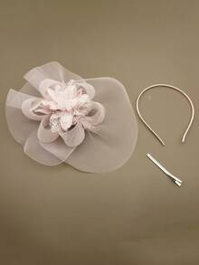 1 chiếc mũ cài tóc kiểu cổ điển thập niên 20, 30, 50 dành cho nữ, phụ kiện đội đầu duyên dáng với nơ, hoa và mạng che mặt, phù hợp cho đám cưới, tiệc trà. - Bụi hồng - Xem 3