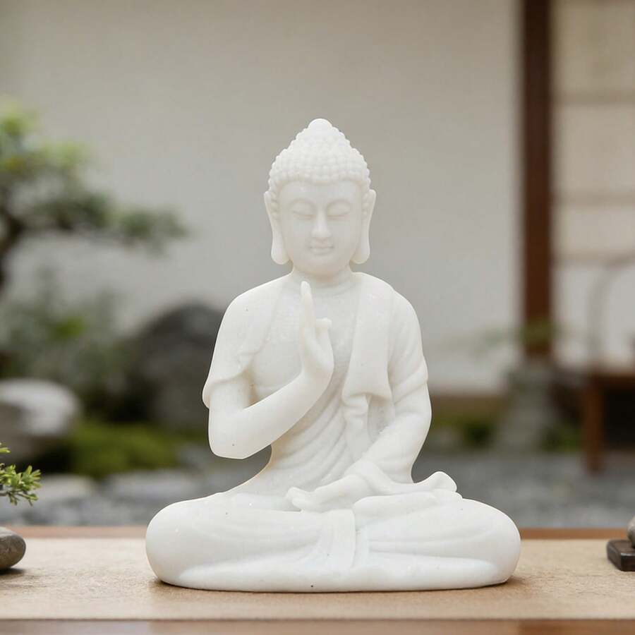 1件精美白色佛像摆件，适用于室内装饰、盆景、卧室、书架、多种场景、厨房、门厅、创意景观装饰、礼品 - 施無畏印如來 - 查看 1