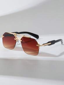 1pc Women Classic Coloful Geometric Oversized Rimless Design Pearl Decoration Fashion Y2K Fashion Glasses For Musical Festival Outdoor Travel Camping Beach Rave Party Daily Life Protection Accessories - Multicolor - View 11