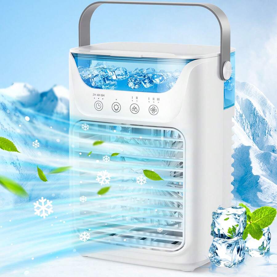 Hailicare 便携式三速空气冷却风扇，带加湿功能 - 700毫升水箱，10小时续航，2种喷雾模式，风速可调，USB供电，静音运行，适用于家庭、办公室和旅行，不含充电电池，需外接电源，适用于10平方米的桌面便携式风扇 - 其他 - 查看 1