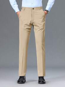 1 Piece Men's Pants Black Straight Pants Middle-Aged And Elderly Casual Pants Loose Breathable Business Work Pants Spring And Autumn Style Without Velvet - gừng - Xem 6