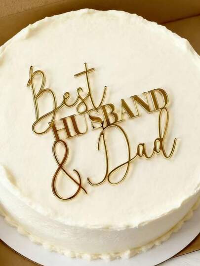 5pcs Gold Cake Topper Picks - Touching Father's Day Gift, Sweet Family Celebration Decor, Suitable For Anniversary, Retirement Party, Company Event, Men's Birthday Decoration