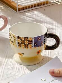 1个创意陶瓷马克杯，可爱精致的下午茶杯，时尚少女咖啡杯，高品质早餐牛奶果汁杯，釉下彩粥饮杯，办公水杯，情侣杯，礼品 - 彩色 - 查看 7