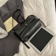 2026 Minimal Slouchy Handbag Tote With Long Strap For Office And Daily Outfits - Black - View 2