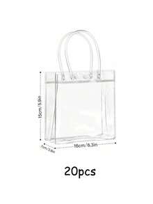 10/20个装透明礼品袋，带提手，防水透明礼品袋，小型透明糖果袋，透明礼品袋，秋季礼品包装手提袋，适用于婚礼、生日派对、万圣节、圣诞节派对用品，尺寸：5.9英寸 x 6.3英寸 x 2.8英寸 - 無色 - 查看 10