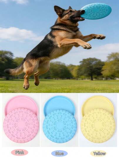 Pet Toy, Dog Training Interactive Toy, Pet Chew Toy, Pet Silicone Soft Training Disc, Durable Dog Toy, Pet Dog Durable Throwing Training Toy, Flyer Toy, Dog Flying Disc, Interactive Dog Chew Toy, Suitable For Puppy And Adult Dog Fun Training And Exercise Outdoor, Dog Supplies