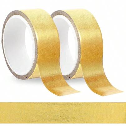 2 Rolls Gold Tape, Mirror Decorative Tape Crafts, Shiny Metallic Gold Electrical Tapes Wall Decor, TV Frame, Wrapping 0.59In* 16.4Ft 5m