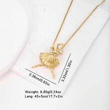 1件18K镀金铜芭蕾舞者锆石吊坠项链，奢华简约珠宝，女士礼物 - 金色 - 查看 8