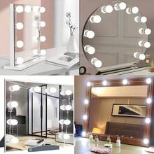Makeup Mirror Light Bulb, Suitable For Dressing Tables And Dressing Rooms, With 10 Dimmable Bulbs, Three-Color Makeup Light For Birthday Parties, USB Dimmable Lens Light, Color And Brightness Adjustable. - 1 bộ - Xem 4