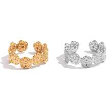 2 piezas/1 pieza Joyería de acero inoxidable de 18K con flor asimétrica calada, elegante y resistente al agua, regalo para fiesta y boda. Anillo calado exquisito y de moda, accesorio de joyería resistente al agua para uso diario y festivo - Multicolor - Ver 8