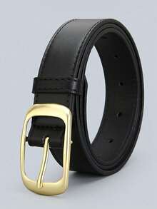 女士休闲商务时尚百搭腰带，适合日常搭配牛仔裤和休闲裤 - 黑色 - 查看 5