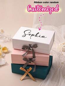 Customized Personalized Magnetic Ribbon Gift Box, Customized Bridesmaid Invitation Box, Bride's Gift Box, "Will You Be My Bridesmaid?" Box, Wedding Gift Box - Multicolor - View 7
