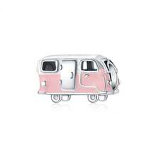 CYMYSS 1pc Retro Pink 925 Silver Plated Cute Mini Bus Pendant, Suitable For Women As Valentine's Day/Daily Wear Jewelry - Multicolor - View 8
