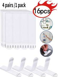 6/1 包（4 对）魔术贴相框挂钩，易于安装的双面胶带，不伤墙面，可重复使用的魔术贴，无需钻孔即可悬挂照片，隐形挂钩，高粘性无残留双面胶带，适用于相框、照片、证书、插座、手机、遥控器和各种家居用品。 - A - 查看 1