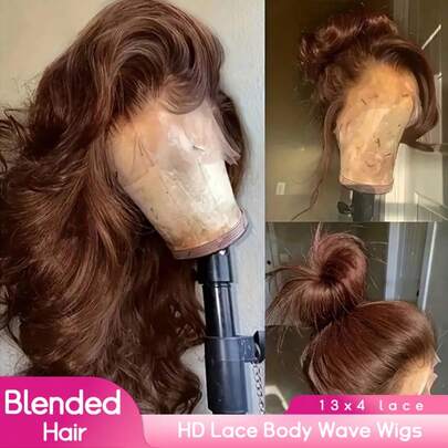 PQL 200% 密度自然黑色波浪卷假发，13x4 高清透明蕾丝前假发，预拔发际线假发，34 英寸无胶波浪卷假发，真人发混纺，女士时尚假发，适合日常佩戴或聚会。8-16 英寸 200% 密度波浪卷 360 度全蕾丝前假发，透气帽，巴西 Remy 真人发假发，优雅自然发型。