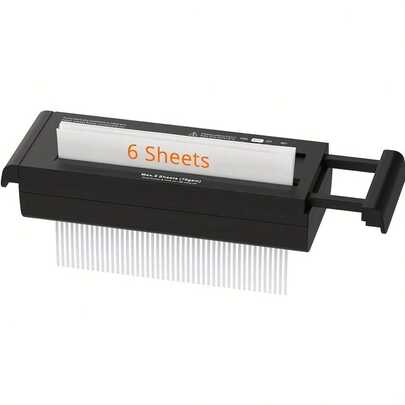 Woolsche Aktenvernichter für 6 Blatt Streifenschnitt, CDs und Kreditkarten mit automatischer Abschaltung, kompaktes, tragbares Design, ohne Auffangbehälter, ausziehbarer Arm, schwarz