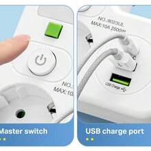 Durable 2/ 3 / 4 Plugs EU Plug Outlet Type-C Ports Universal Wall Power Wall Mounted Adapter Home Offices - EU E Type Plug(220-240V) - View 10