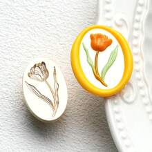 Cabezales de sello de cera con patrón floral en relieve - Rosa, Diente de león, Cabezales de sello de cobre con tulipán - Multicolor - Ver 32