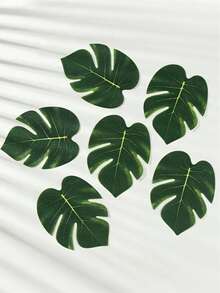 20/10/1片人造热带棕榈叶装饰，棕榈叶龟壳叶 - 丛林海滩主题，夏季派对桌面装饰，无需电源，鲜艳的绿色和黄色设计，适合户外/室内派对、海滩主题装饰、派对桌面装饰，外观自然 - A - 查看 7