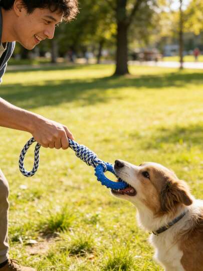 Dog Interactive Toy | Rope Knot + Rubber Combination, Ideal For Training, Playtime, And Teething (Blue & White 4-Piece Set)