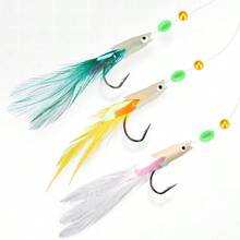 3 Hook/Set Luminous Fish Head Fishing Lure Single Hook Tack Bait Jigs Worm Fishing Sabiki String Hooks - Multicolor - View 6